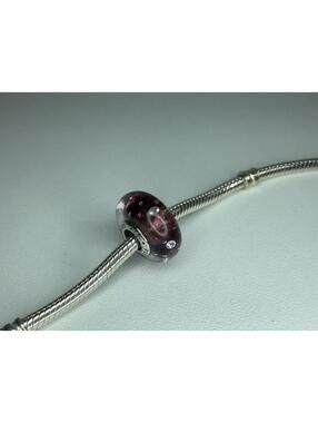 Pandora Purple Effervescence Murano Charm With Embedded CZ Stones Retired